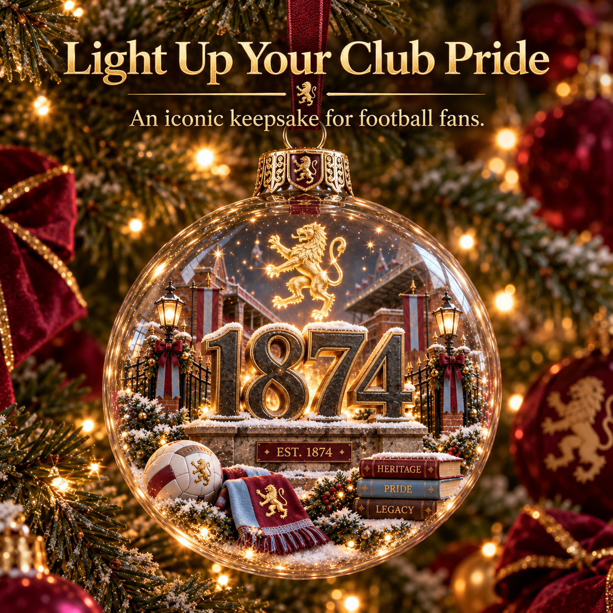 🎄 Pride & Tradition Light-Up Football Christmas Globe Ornament