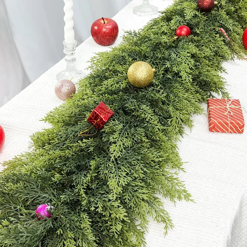 🎄 2-Pack 6ft Real Touch Artificial Cedar Garland | Lifelike Winter Pine Greenery for Christmas Mantle, Table & Wall Decor
