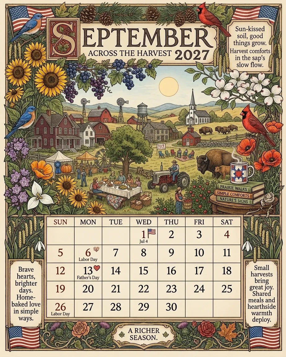 🔥😍A Year in America 2027 – Americana Nostalgia Wall Calendar