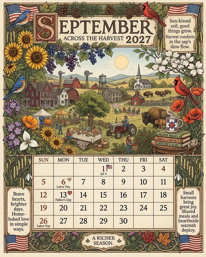 🔥😍A Year in America 2027 – Americana Nostalgia Wall Calendar