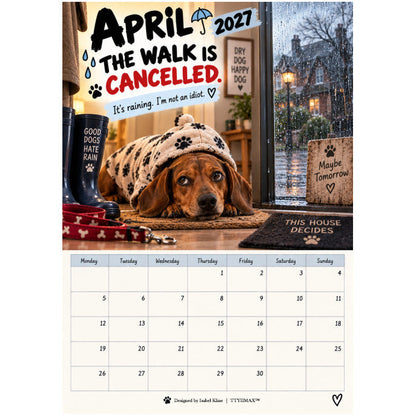 TYIIMAX™ 2027 Funny Dachshund Wall Calendar – Sarcastic Sausage Dog Calendar, A4 Monthly Dog Lover Gift