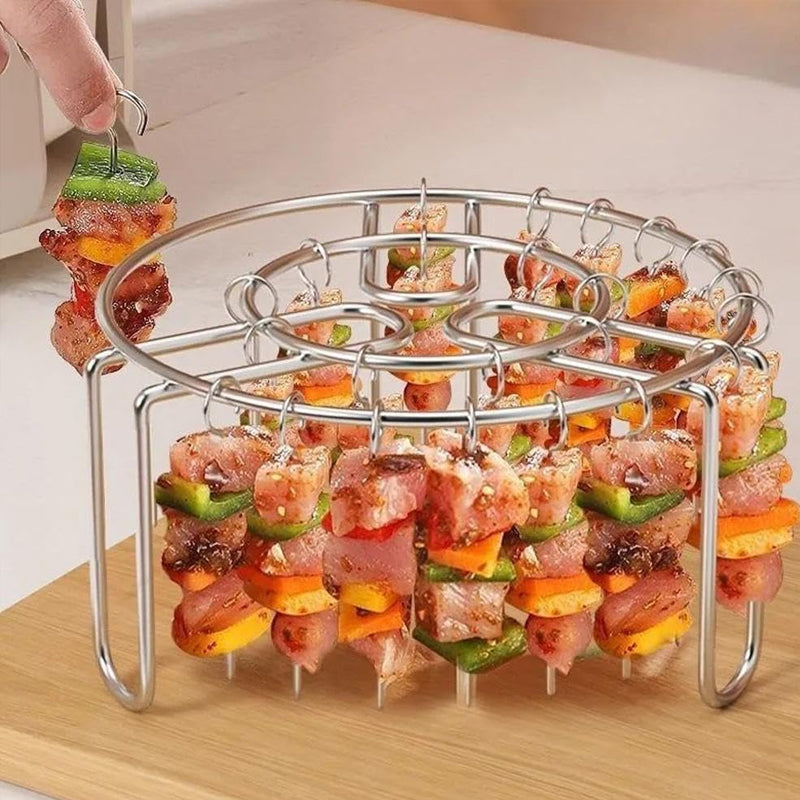 🔥 Griglia spiedini per friggitrice ad aria | Cottura uniforme a 360°, croccante e succoso! 🍢