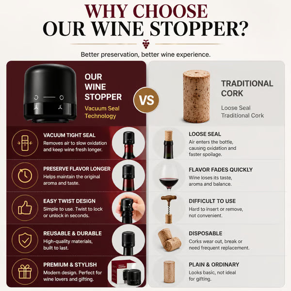 BUY 1 GET 1 FREE🍷 Premium Vacuum Wine Stopper – Keep Wine Fresh Longer with Airtight Seal