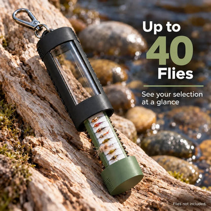 🔥Last Day 49% OFF - 🎣Clip-On Fly Fishing Box – Magnetic One-Handed Fly Storage Case, Holds Up to 40 Flies