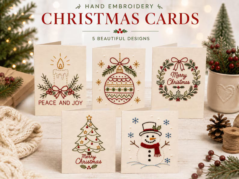 ⭐ 50% OFF - 🌲 🪡 Christmas Hand Embroidery Card DIY Kit | Stitch Your Way Into the Christmas Spirit ✨ 🎁