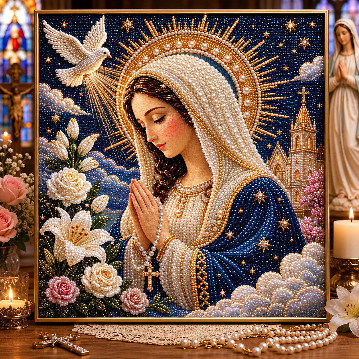 🔥HEISSER VERKAUF🔥🙏 Göttliche Perlenperlen-Ikone der Jungfrau Maria – Ein friedliches DIY-Glaubenskunst-Geschenk ✨