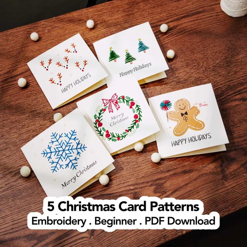 ⭐ 50% OFF - 🌲 🪡 Christmas Hand Embroidery Card DIY Kit | Stitch Your Way Into the Christmas Spirit ✨ 🎁