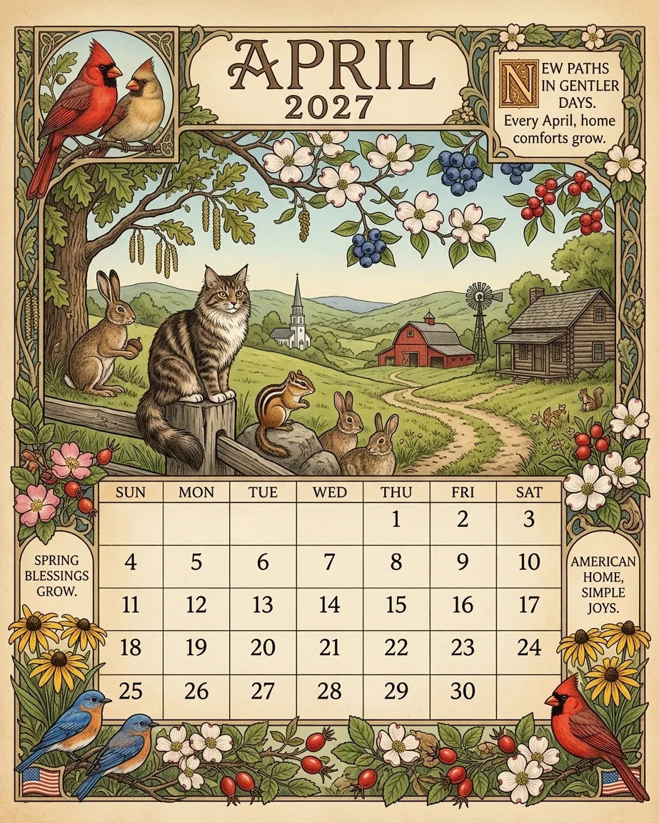 🔥😍A Year in America 2027 – Americana Nostalgia Wall Calendar