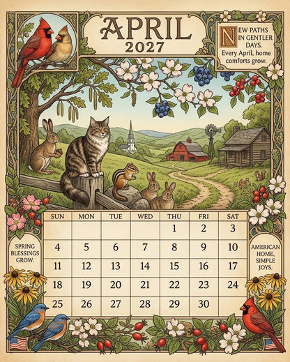 🔥😍A Year in America 2027 – Americana Nostalgia Wall Calendar
