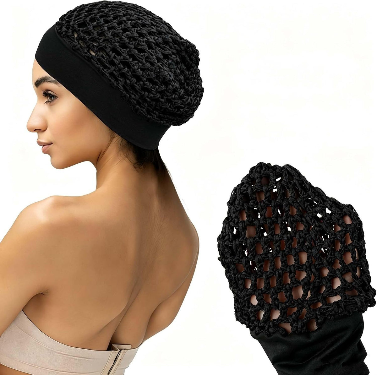 3-Piece Stretchy Wide-Edge Sleeping Cap Set