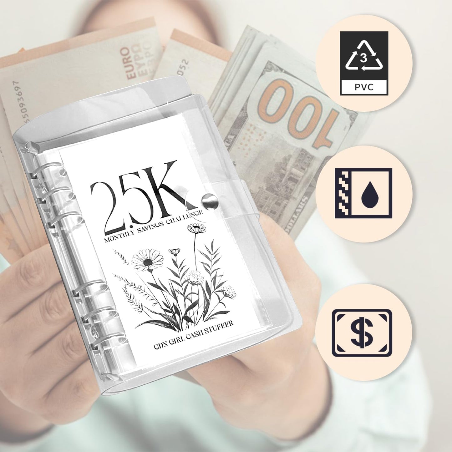 A6 12-Month Money Saving Binder ,10K / 5K / 2.5K Savings Challenge ,Cash Envelope Budget Planner📒