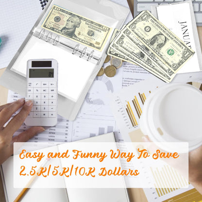 A6 12-Month Money Saving Binder ,10K / 5K / 2.5K Savings Challenge ,Cash Envelope Budget Planner📒