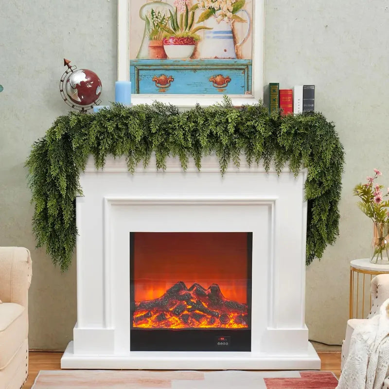 🎄 2-Pack 6ft Real Touch Artificial Cedar Garland | Lifelike Winter Pine Greenery for Christmas Mantle, Table & Wall Decor