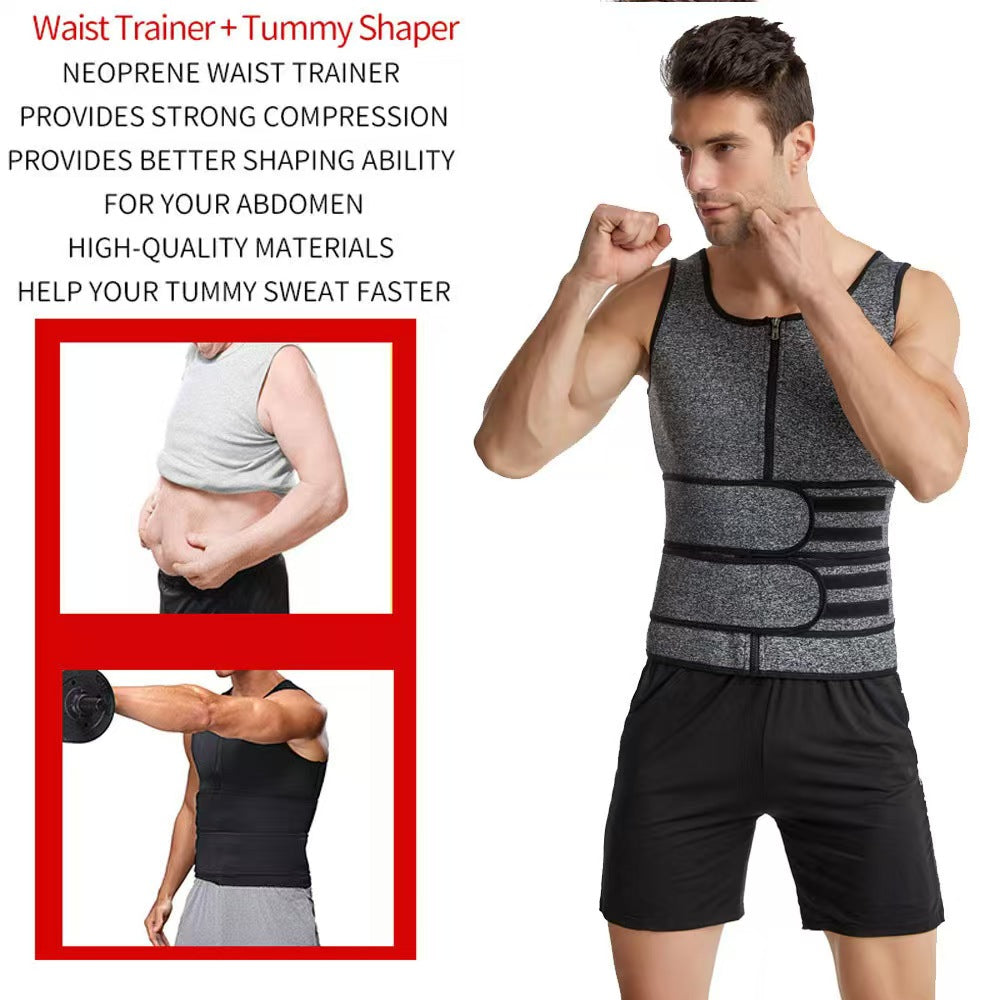 ⭐💪Men Body Shaper Sauna Vest Waist Trainer Double Belt