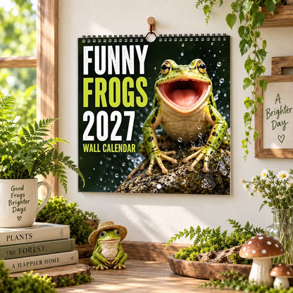 Funny Frogs 2027 Wall Calendar – Cute Humorous Frog Calendar, Quirky Amphibian Gift, Nature & Wildlife Decor
