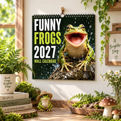 🐸Funny Frogs 2027 Wall Calendar –– Cute Humorous Frog Calendar, Quirky Amphibian Gift, Nature & Wildlife Decor
