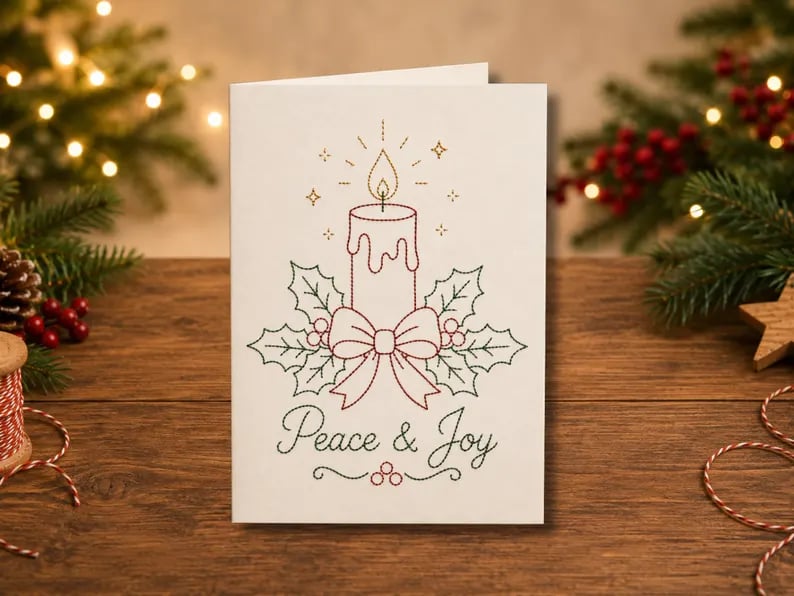⭐ 50% OFF - 🌲 🪡 Christmas Hand Embroidery Card DIY Kit | Stitch Your Way Into the Christmas Spirit ✨ 🎁