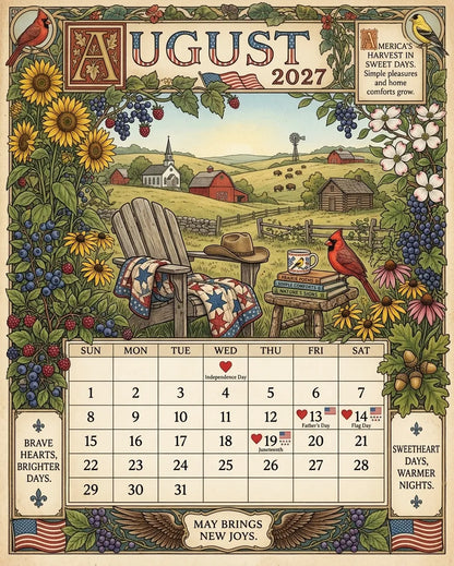 🔥😍A Year in America 2027 – Americana Nostalgia Wall Calendar