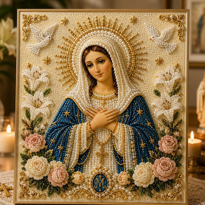 🔥HEISSER VERKAUF🔥🙏 Göttliche Perlenperlen-Ikone der Jungfrau Maria – Ein friedliches DIY-Glaubenskunst-Geschenk ✨