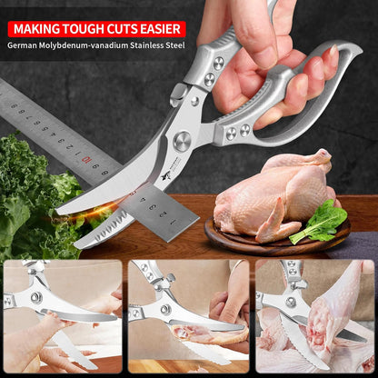 🔥Heißer Verkauf🔥🔪Profi-Küchenschere für hohe Beanspruchung mit rutschfestem Griff & Sicherheitsverschluss