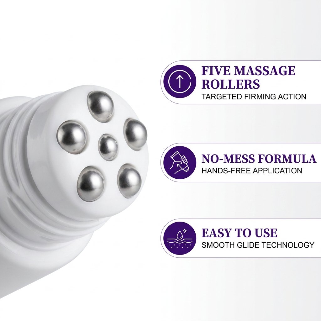 💦Reduces Wrinkles and Double Chin,Five Rollers for All Around Massage,Neck Firming Cream