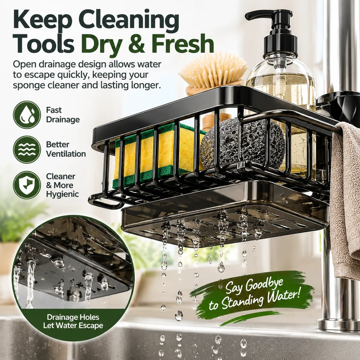 ✨ Faucet Sink Organizer Rack – Keep Your Kitchen Sink Clean & Clutter-Free