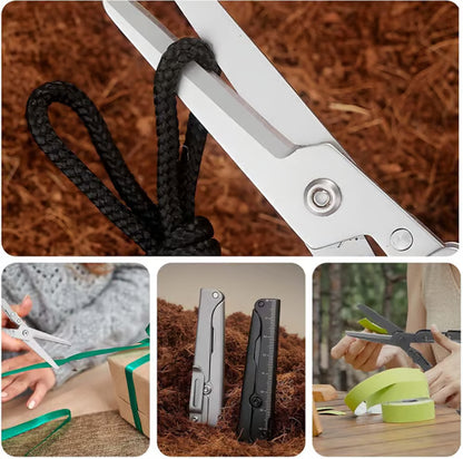 ✂️ 2-in-1 Foldable EDC Scissors with Built-In Ruler