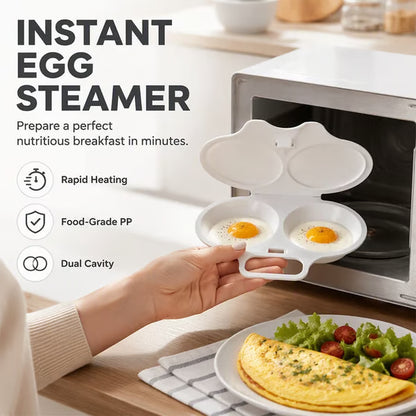 🥳2026 HOT SALE🥳💞50K+ SOLD! 🥗Microwave Egg Poacher——Dual‑cavity, non‑stick & easy clean. Healthier than frying – stock up & save! 🏠✅