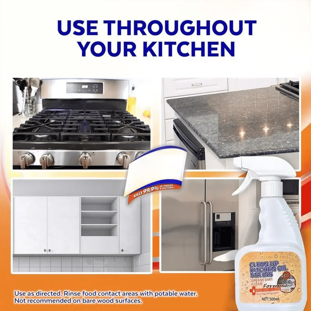 🎉 Heavy Duty Kitchen Degreaser Spray Lasting Effect Heavy Oil Cleaner Stain Removal Liquid for Kitchen
