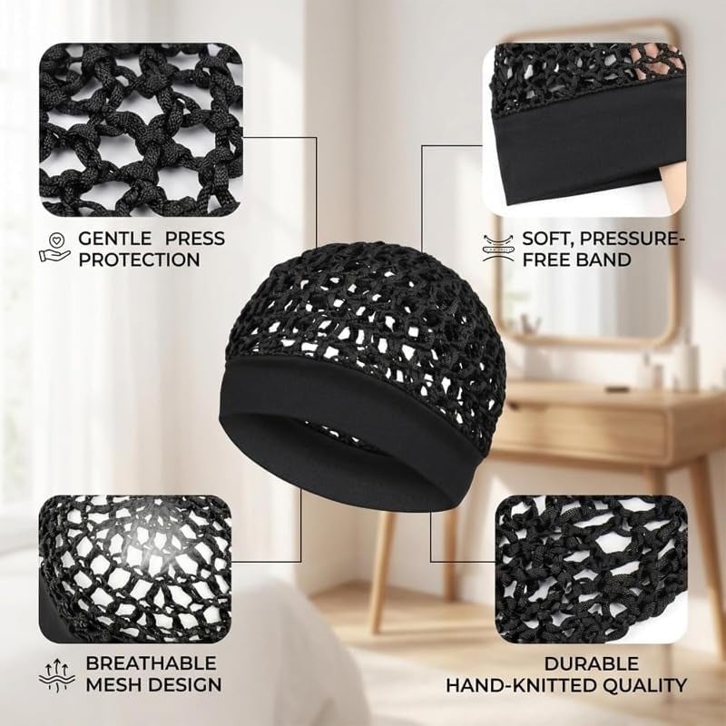 3-Piece Stretchy Wide-Edge Sleeping Cap Set