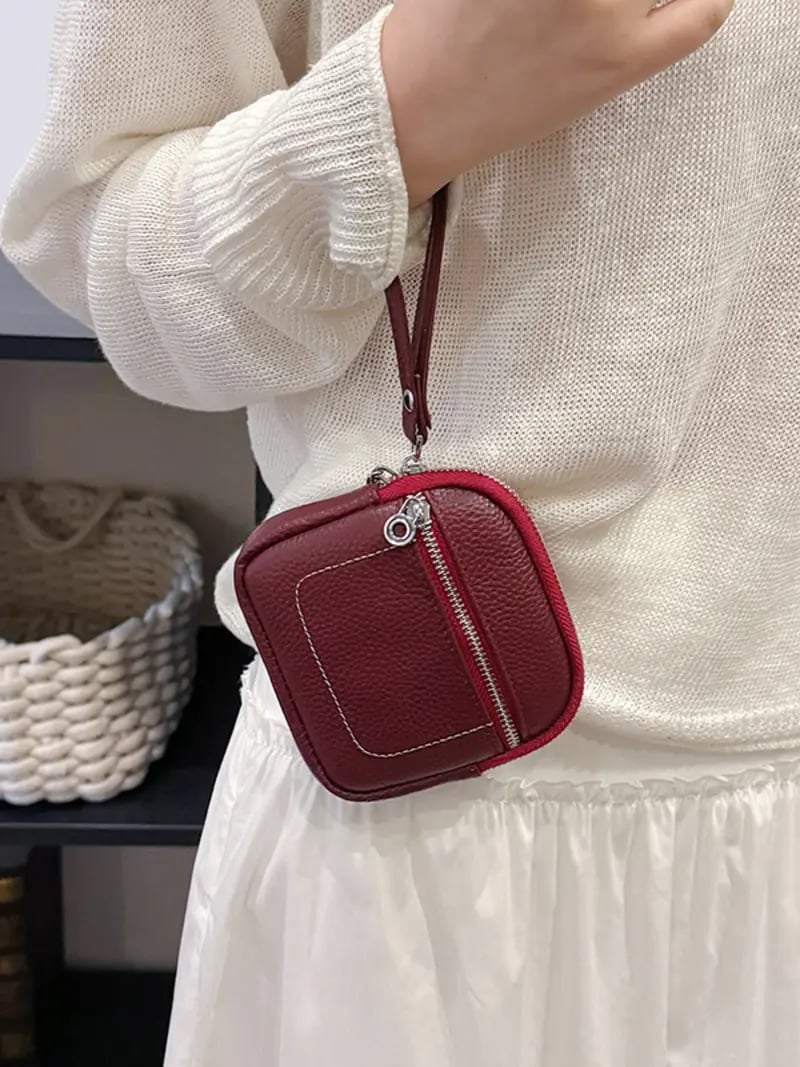 Portamonete/Portacarte Mini Quadrato in Pelle