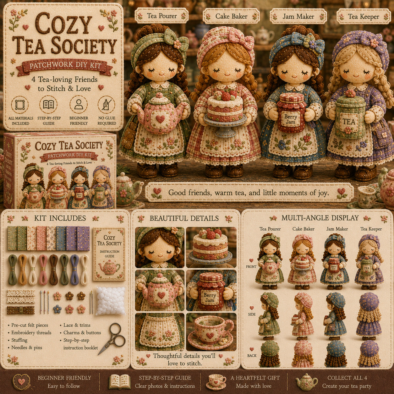 🎁🧵 Collezione Tiny Worlds – Serie Kit Fai Da Te Patchwork