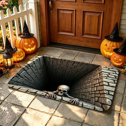 🎃 Halloween Front Door Mat – Visual Skull & Clown Horror Rug 💀