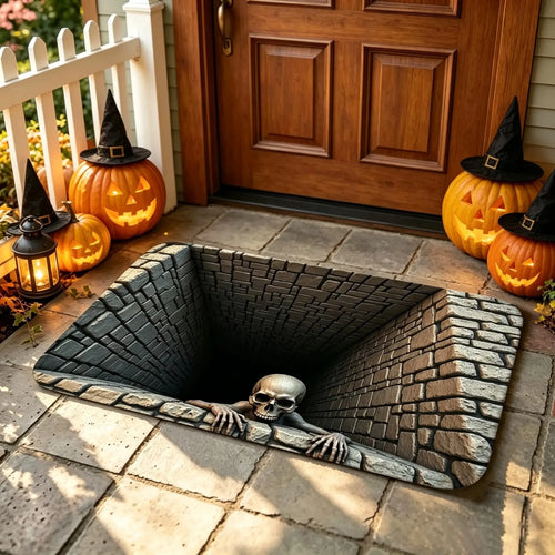 🎃 Halloween Front Door Mat – Visual Skull & Clown Horror Rug 💀