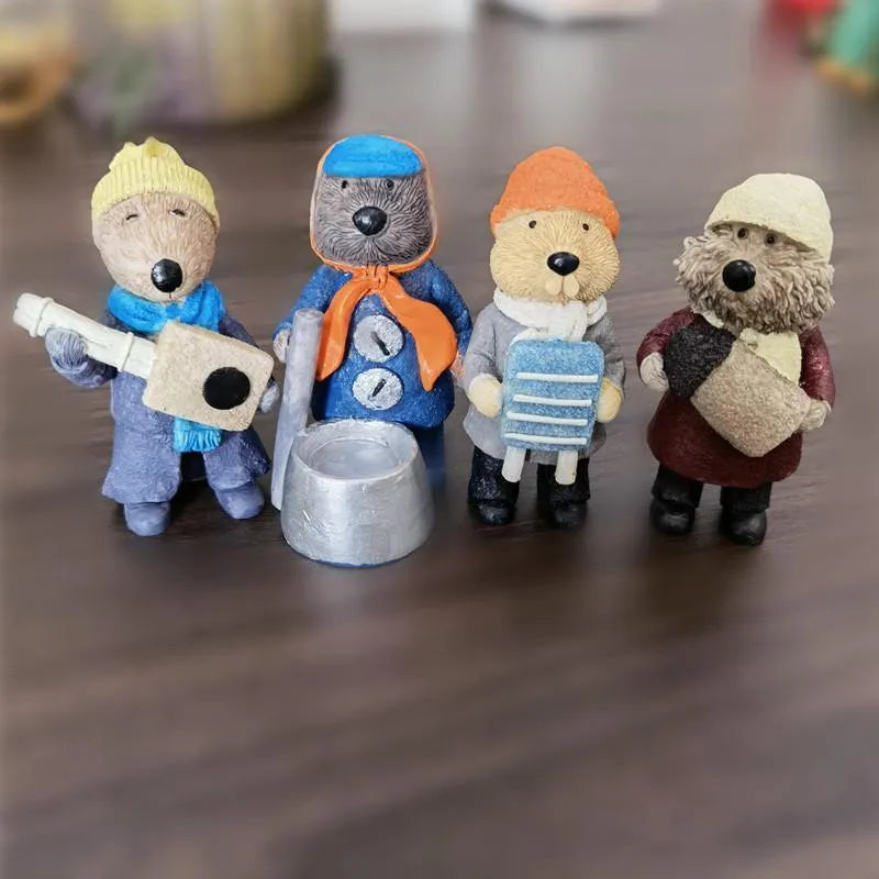 5-Piece Christmas Decoration Set, Organic Art Doll Statue
