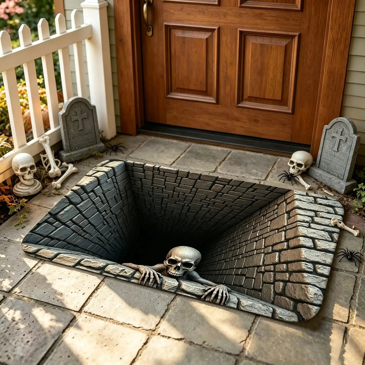 🎃 Halloween Front Door Mat – Visual Skull & Clown Horror Rug 💀