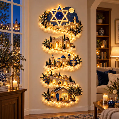 🕎 Hanukkah Festival of Lights Wall Decor Collection – 4 Glowing Designs Celebrating Eight Nights of Light ✨