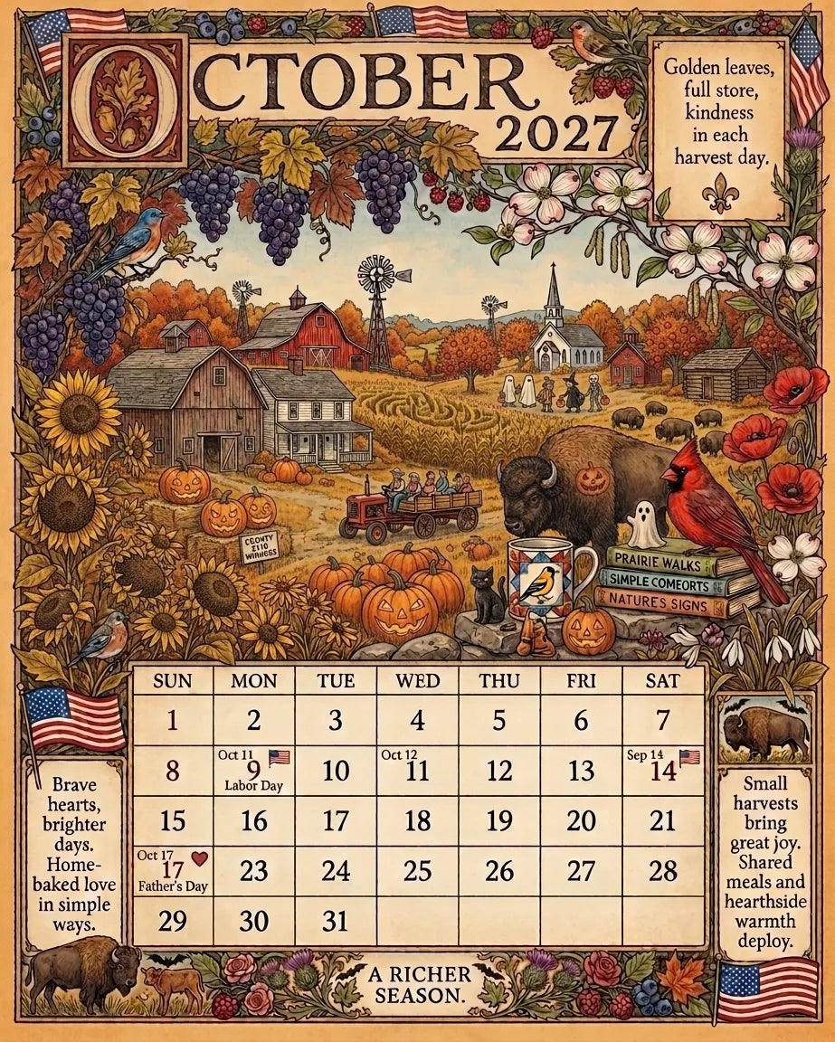 🔥😍A Year in America 2027 – Americana Nostalgia Wall Calendar