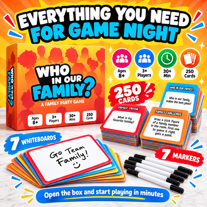 😂Who In Our Family? Hilarious Party Game for Family Game Night
