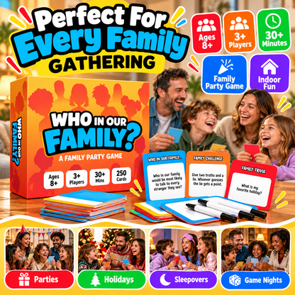 😂Who In Our Family? Hilarious Party Game for Family Game Night