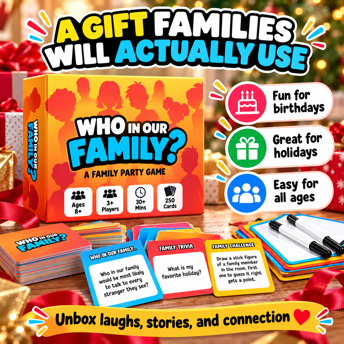 😂Who In Our Family? Hilarious Party Game for Family Game Night