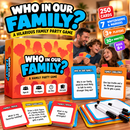 😂Who In Our Family? Hilarious Party Game for Family Game Night