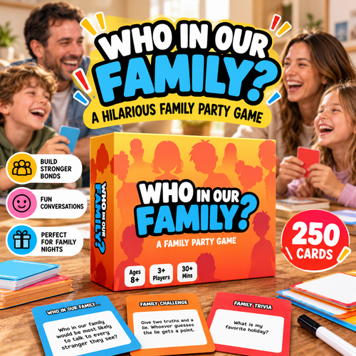😂Who In Our Family? Hilarious Party Game for Family Game Night