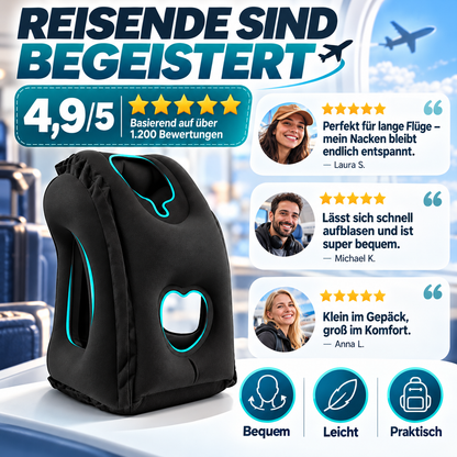 🔥50 % RABATT🌬️✈️😴 Tragbares, aufblasbares, ergonomisches Reisekissen: Genießen Sie jederzeit und überall einen angenehmen Schlaf 🧳💤