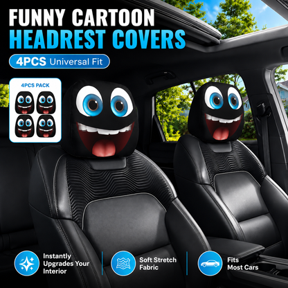 😆 Lustige Cartoon Auto-Kopfstützenbezüge – 2 Stück universelle Passform 🚗