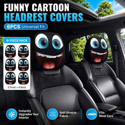 😆 Lustige Cartoon Auto-Kopfstützenbezüge – 2 Stück universelle Passform 🚗