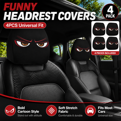 😆 Lustige Cartoon Auto-Kopfstützenbezüge – 2 Stück universelle Passform 🚗