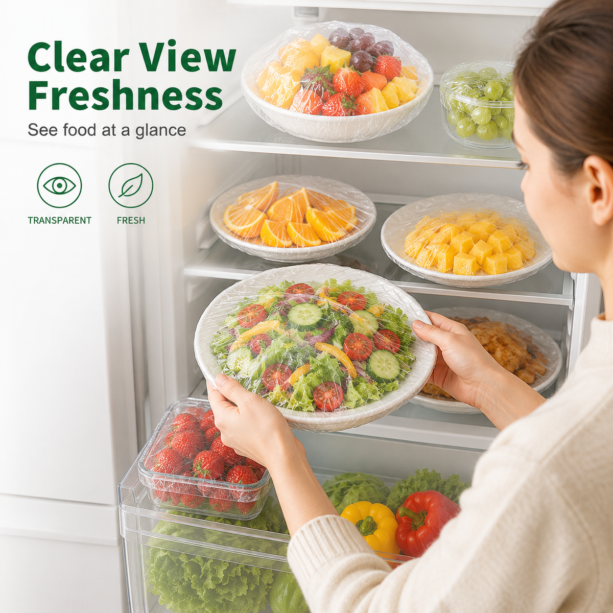 Cover Food Instantly! No-Tear Clear Stretch Elastic Lids