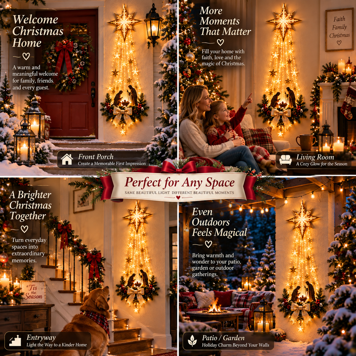 ✝️ Bethlehem Star of Faith™ – Lighted Nativity Wall Decor✨