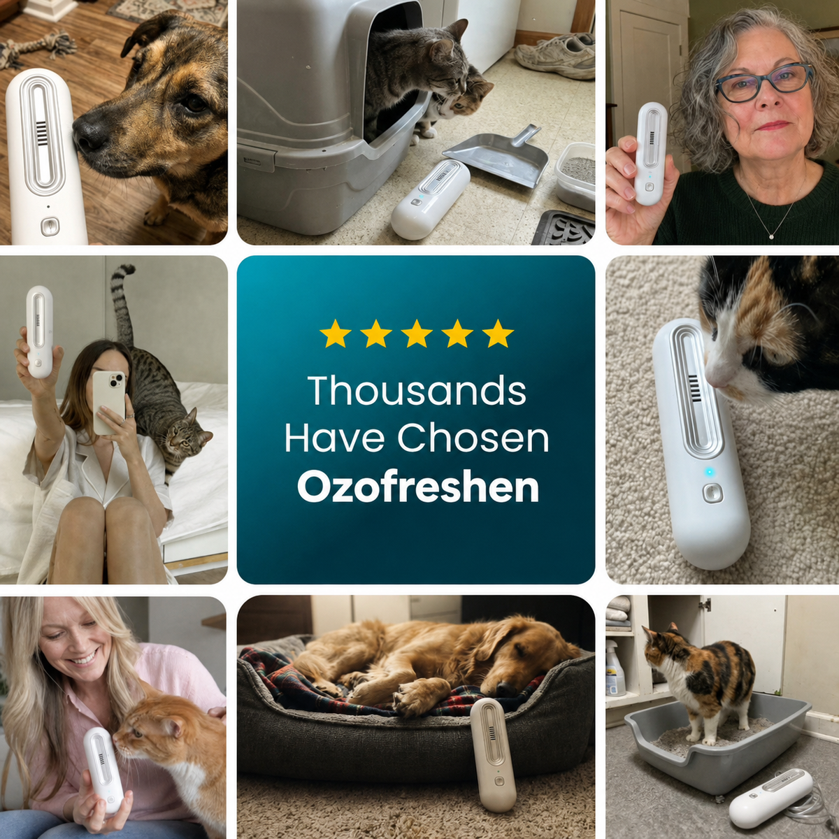 OzoFreshen Pet Odor Neutralizer – For Litter Box, Urine & Wet-Dog Smells